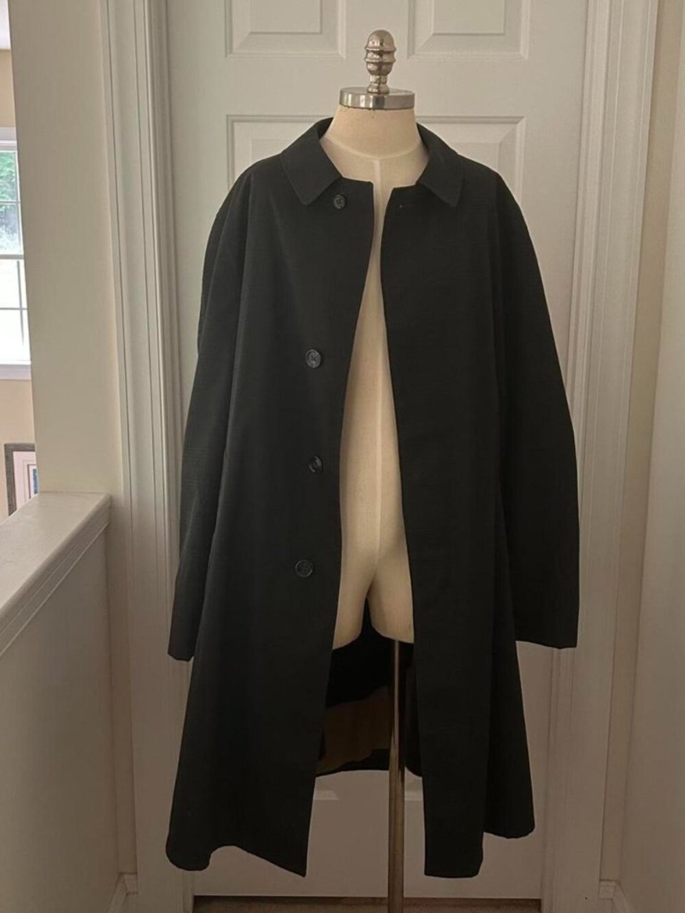 Harry Pierce Baltimore Black dark green trench coat with removable fur lining